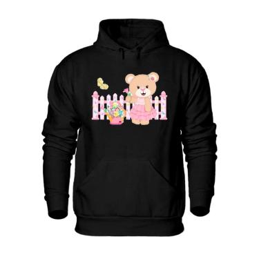 Imagem de Blusa Agasalho Moletom Feminino Com Capuz Ajustavel Bolso Canguru Flanelado