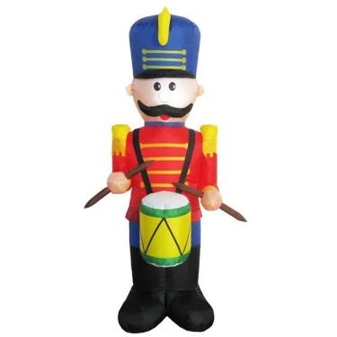 Imagem de Boneco Quebra Nozes Inflavel Natal Natalino Gigante Decoraçao Iluminaçao Loja Comercio Shopping Casa Jardim Enfeite