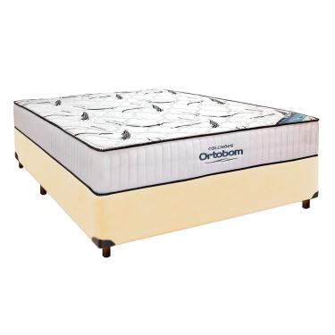 Imagem de Cama Box Baú Queen Kit Colchão Espuma D33 High Foam 158x198x70cm Branco Ortobom Nature