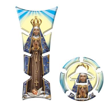 Imagem de Kit Protetor De Tanque E Bocal Moto Yamaha Nossa Senhora Acima 2018 Azul