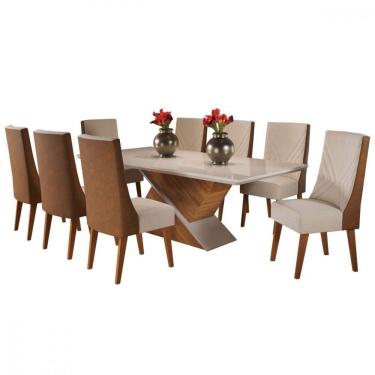 Imagem de Mesa De Jantar Com 6 Cadeiras Glamour Topazio Off White Vier Blonde / Off White