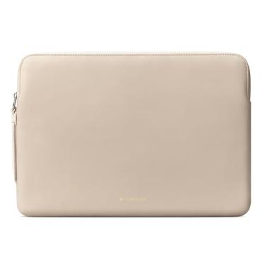 Imagem de Comfyable Capa protetora fina para laptop de 13 a 13,3 polegadas compatível com MacBook Pro e MacBook Air de 13 polegadas, bolsa de couro PU, capa à prova d'água, capa para notebook para Mac, bege