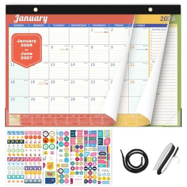 Imagem de Ospelelf Calendário de mesa 2026-2027, calendário magnético para geladeira, calendário de parede suspenso de 30 x 43 cm, 18 meses, uso de janeiro de 2026 a junho de 2027, cores