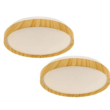Imagem de KIT 2 Plafon LED Redondo Essence Wood Disoma 36W | 3240 lm | 3 Em 1 Multicolor | 34 cm | Madeira Clara Carvalho/Feijó | Bivolt | Design Moderno para Salas, Quartos e Escritórios – DISOMA