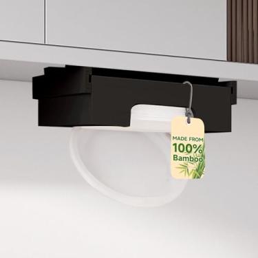 Imagem de Dispensador de placa de papel sob o armário dispensador de placa de papel de bambu de 25,4 cm, suporte vertical para balcão de cozinha, organizador de bancada, preto