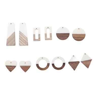 Imagem de Brincos de madeira em branco Log Kit de fabricação de joias DIY 12 peças pingentes de resina para mulheres Suprimentos de artesanato feito à mão Pingentes de madeira