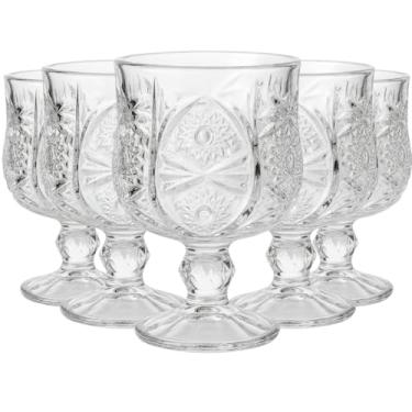 Imagem de Jogo 6 Taças Vidro 330ml Copo Moderno Classico Luxo Transparente Diamante Lapidado