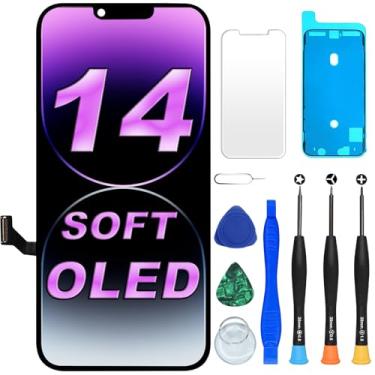 Imagem de DIGI4U Tela OLED macia para iPhone 14 de substituição, tela COP de 6,1 polegadas NÃO LCD, janela 1:1, resolução e espessura, controle de temperatura, com kit de reparo para tela de substituição do