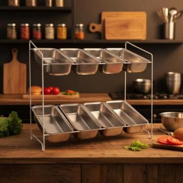 Imagem de Condimentadora Pizzarola 8 Cubas Alumínio 750ml  Estrutura Aramada - L