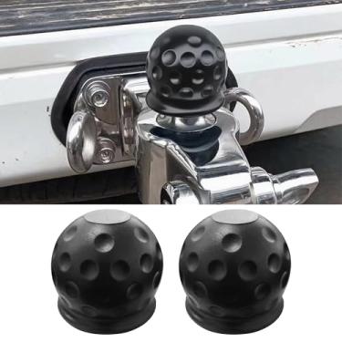 Imagem de Tioollev Capa de bola de reboque de 2 peças, capa protetora de borracha impermeável de 5 cm, capa protetora de bola de reboque universal à prova de poeira para trailer de caminhão, acessórios de carro