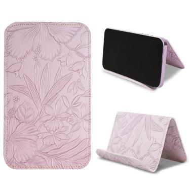 Imagem de Haecsfl Suporte de celular com aba flexível e suporte de tablet flexível para mesa, cama, esteira, casa e avião, acessórios de viagem (1 roxo esculpido)