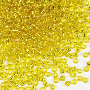 Imagem de Contas amarelas de 4 mm para fabricação de joias, cerca de 3380 gramas, cerca de 3380 peças, artesanato de vidro 6/0 para fazer brincos, pulseiras, pingentes, joias de cintura, contas de sementes