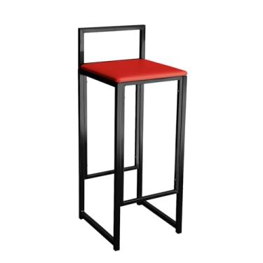 Imagem de Banqueta Alta Quadrada Minimalista Área Gourmet Aço Bancada Balcão Restaurante Lanchonete (Vermelho)