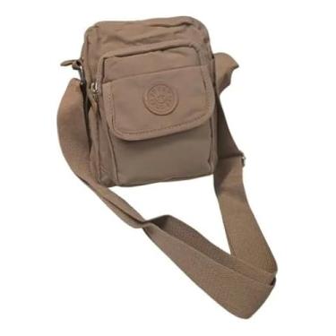 Imagem de Bolsa Transversal Feminina Casual, 3 Bolsos, Alça Ajustável em Nylon, Shouderbag (Bege)