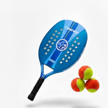 Imagem de Kit Completo Raquete de Beach Tennis Com Estojo Protetor + 3 Bolinhas Pack de Treino para Jogadores Iniciantes ou Intermediários Treino e Diversão (Azul)