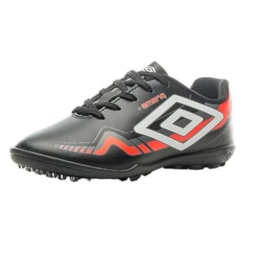 Imagem de Chuteira Umbro Society Prisma Jr Preto Laranja e Branco - Infantil - 36 - Preto