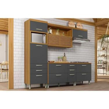 Imagem de Cozinha Modulada Nesher Princesa 4 Peças (1aéreo+2balcões+1paneleiro) C6p59 Freijo-grafite-nesher