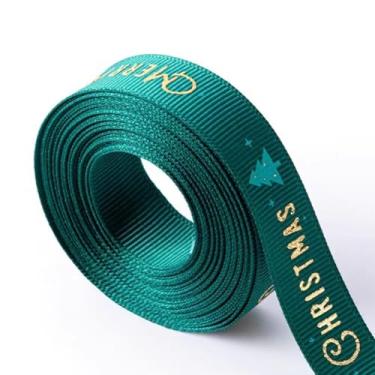 Imagem de Fitas de embrulho de Natal - Natal - Fita verde 1 rolo 1 x 497 cm, laço de fitas verdes para embrulho de presente de festa de festival e decoração de árvore - A05