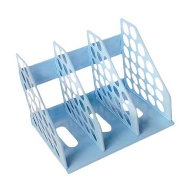 Imagem de Milageto Organizador de mesa para arquivos e pastas, e compacto, ideal para organizar documentos, livros, livros outros objetos no escritório, Azul