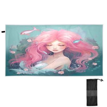 Imagem de Blueangle Toalha de praia havaiana sereia - Toalhas de viagem compactas e leves - Toalha de secagem rápida super absorvente para natação, acampamento e férias (629)