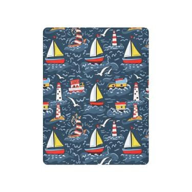 Imagem de KEEPREAL Jogo de lençol com elástico para meninos e meninas, macio, respirável, confortável, colorido, barcos, para berço padrão e colchão infantil #890
