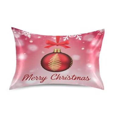 Imagem de SEHANY Capas de almofada de seda de bola de Natal para cabelo e pele, capas de almofada de cetim respiráveis macias e refrescantes com fecho de envelope, tamanho king (50,8 x 101,6 cm)
