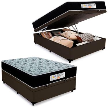 Imagem de Cama Box Baú Casal Sintético + Colchão Molas Ensacadas SerenePrime Sonnolux 138x188x69...