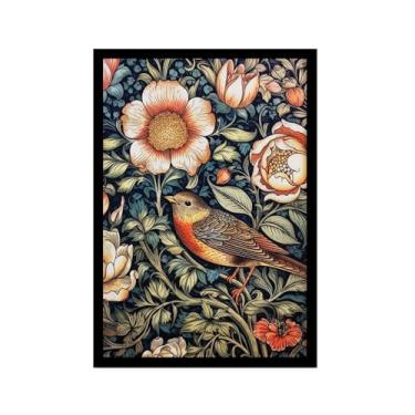 Imagem de William Morris Flor Pássaros Pavão Poster Kew Gardens Impressão em Tela Pintura Floral Arte de Parede Impressões Botânicas Sala de Estar Decoração de Casa (SKU2,16x24" = (40 x 60 cm), Moldura preta)