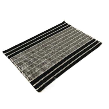 Imagem de Conjunto De Toalhas De Mesa De AlgodãO - Toalhas De Mesa, Toalhas De Mesa De Tecido, DecoraçãO Elegante(Preto listrado)