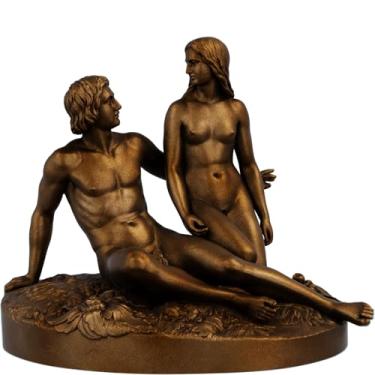 Imagem de Estátua Adão e Eva Antes da Queda - Cenas da Bíblia (Cor Cobre Antigo)