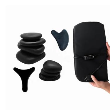 Imagem de Kit 7 Pedras Quentes Vulcânicas Corporal + Bolsa Térmica (220V)