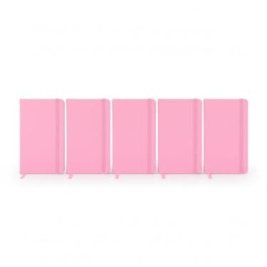 Imagem de Caderno de anotações com elástico no tamanho A6 suporte para caneta, capa dura em material sintético, miolo 80 folhas pautadas cor bege. Caderno A6 Capa em PU (14x9cm) (5, Rosa)