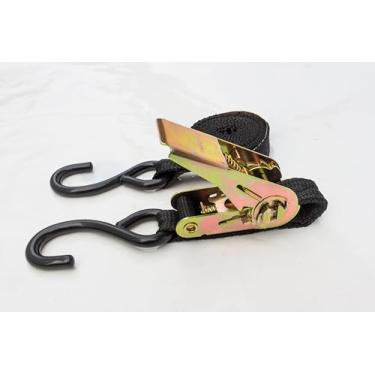 Imagem de Cinta de Amarração com Catraca 800kg - 25mm x 2,5m Polipropileno Laranja com Gancho Tipo Anzol em Aço Bicromatizado