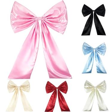 Imagem de Maiangel Laço gigante grande de fita de cetim, 63,5 x 101,6 cm, grande laço gigante rosa para decoração de quarto de coquete, decoração de árvore de Natal de parede de aniversário de casamento (rosa)
