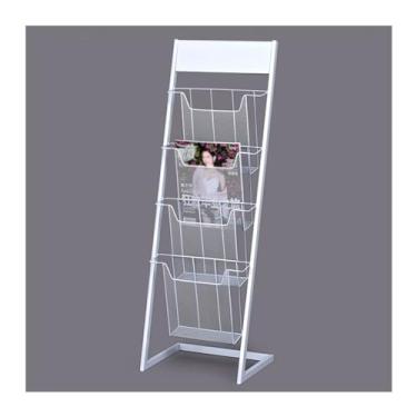 Imagem de LMJYU Suporte de revista de 4 camadas de brochura suporte de exibição de literatura suporte de revista suporte de jornal para produtos exposição feiras mostrar porta-revistas organizador