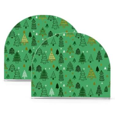 Imagem de Wassud Porta-guardanapos de acrílico verde para árvore de Natal, dispensador de guardanapos de papel moderno em forma de U para mesa, cozinha, sala de jantar, bancada 2 peças (comporta 50-60