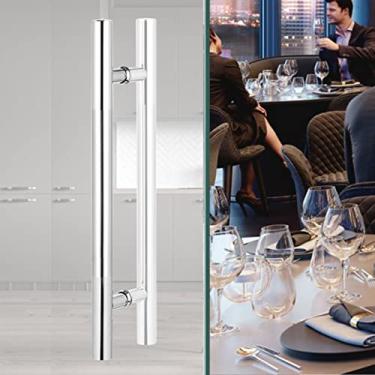 Imagem de FAFACAI Maçaneta de porta de banheiro em forma de H, puxador de porta contemporâneo redondo para lojas de portão de cerca de cozinha (ouro 80 cm/31,5) (prata 60 cm/23,6)