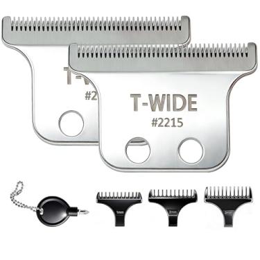 Imagem de Pacote com 2 lâminas de substituição 2215 T Wide para Wahl 5 Star Detailer Li Trimmer 8081 e 8171 - Lâmina de aparador ajustável de aço inoxidável Zero-Gap (prata-2)