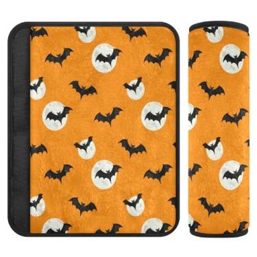 Imagem de Burbuja Capa para cinto de segurança de carro Black Bats Moon Protetor de cinto de segurança de carro macio confortável para alça de ombro de assento, 1 par médio