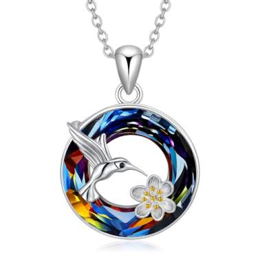 Imagem de Conjunto de colar com pingente de animal de aço inoxidável, elefante com girassol, beija-flor, design de gato, cristal multicolorido, Adjustable, Aço inoxidável, Zircônia cúbica