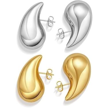 Imagem de Kit com 2 Brincos Femininos Gota Luxo – Hipoalergênico, Banhado, Design Contemporâneo e Toque de Sofisticação para Mulheres Modernas