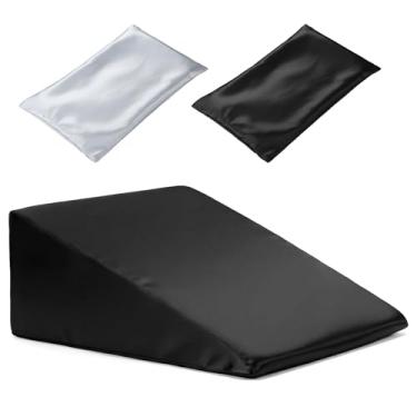 Imagem de Mindsoft 2 capas de almofada de cunha de cetim com pernas sedosas e lisas com zíper lavável na máquina (preto, cinza, estilo clássico)