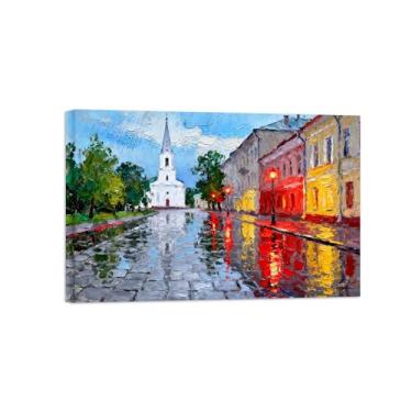 Imagem de BMZFYBS Arte de parede paisagem imagem cidade rua decoração moderna pintura impressão para sala de estar pronto para pendurar 20x30cm8x12in tela embrulhada