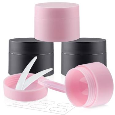 Imagem de Recipientes de viagem para cremes, mini frascos de loção recarregáveis de plástico com tampas para artigos de higiene pessoal, pequenos frascos de creme de viagem à prova de vazamento para rosto