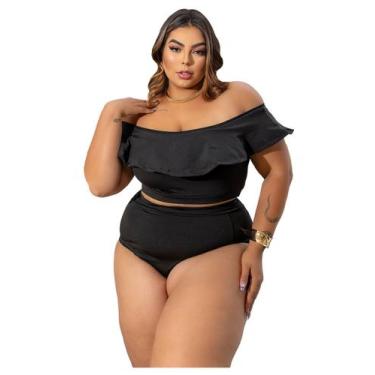 Imagem de Conjunto Biquíni Plus Ciganinha Babado Hot Pants Bojo Verão - PLUS MES