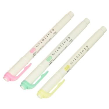 Imagem de Marca Texto Ponta Dupla Zebra Mildliner Kit com 3 Cores