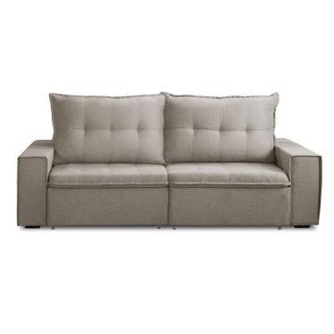 Imagem de Sofá Retrátil Reclinável Valentino 2,10m Linho Star Confort Carvalho