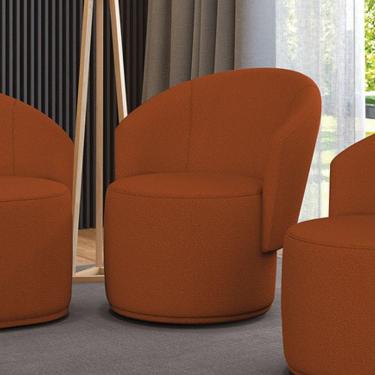 Imagem de Poltrona Decorativa Orgânica Fixa Para Sala Malu Bouclê Terra M11 - D'rossi