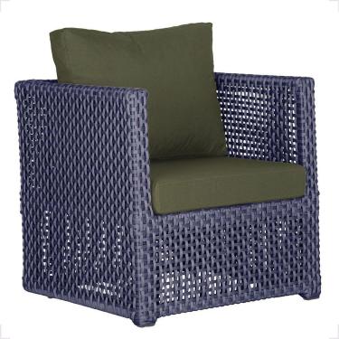 Imagem de 1 Poltrona Madri Alumínio Corda Náutica Estofado 13 Trama Azul