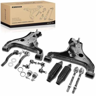 Imagem de A-Premium Conjunto Premium Com 12, Braço De Controle Inferior Dianteiro, Barra Estabilizadora, Junta Esférica Superior, Ponteira Direção Interna E Externa, Compatível Nissan Pathfinder Armada 04, Ti